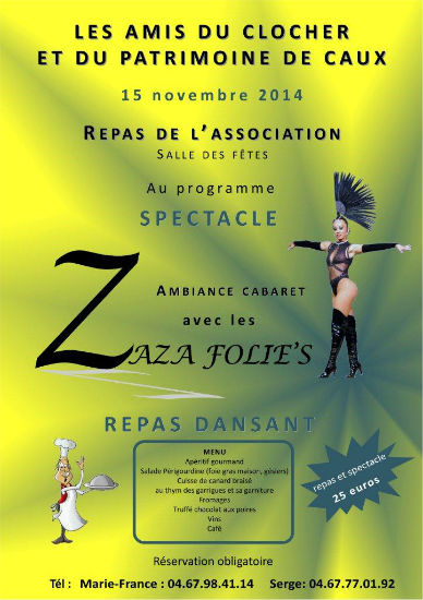 affiche repas association patrimoine spectacle zaza folie`s